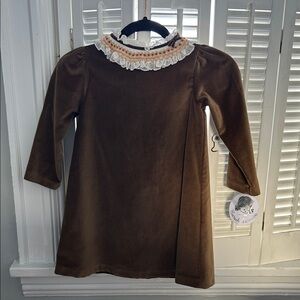 Brown Velvet Kids Formal Dress